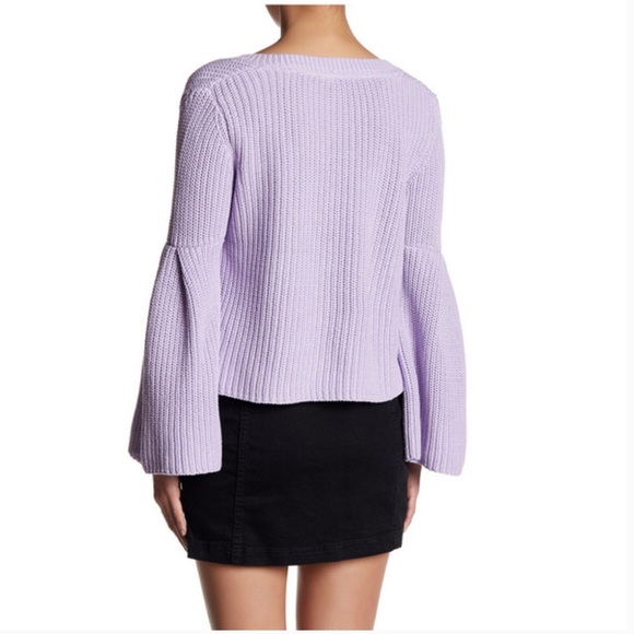 Free people lilac bell sleeve v neck crochet top - Picture 4 of 6